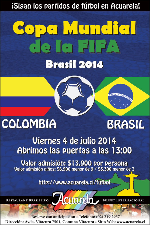 Brasil vs Colombia 2014 en Acuarela